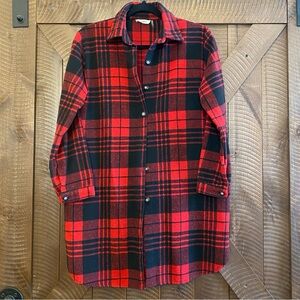 Adora Red Black Plaid Shacket Oversized Tunic Length (Size Small)